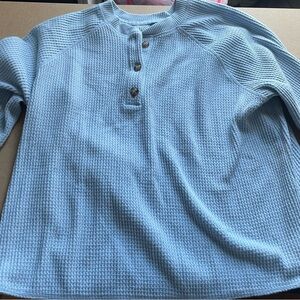 Old Navy Light Blue Waffle Knit Henley